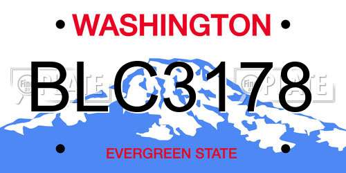 BLC3178 Washington License Plate
