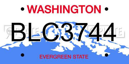 BLC3744 Washington License Plate