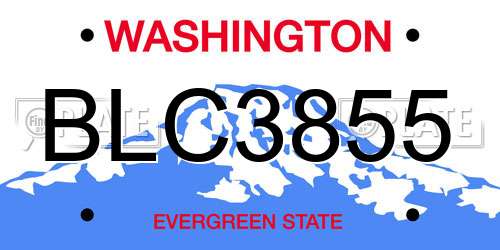 BLC3855 Washington License Plate