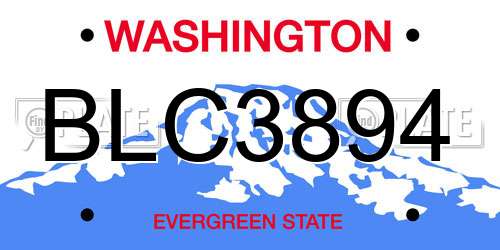 BLC3894 Washington License Plate