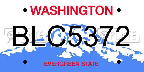 BLC5372 Washington License Plate