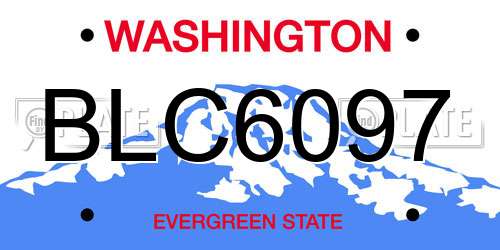 BLC6097 Washington License Plate