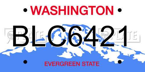 BLC6421 Washington License Plate
