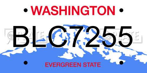 BLC7255 Washington License Plate