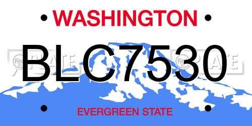 BLC7530 Washington License Plate