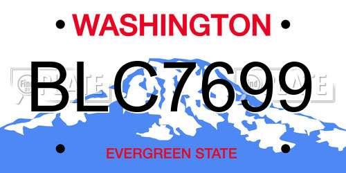 BLC7699 Washington License Plate