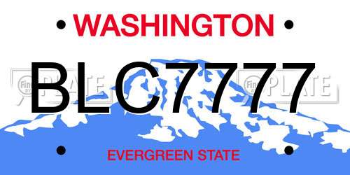 BLC7777 Washington License Plate