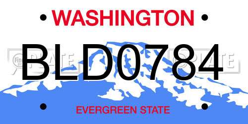 BLD0784 Washington License Plate