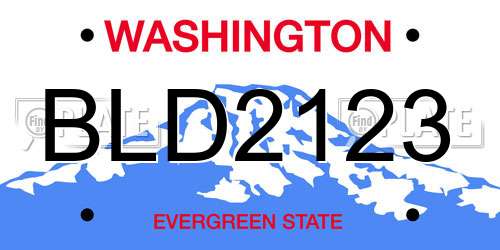 BLD2123 Washington License Plate