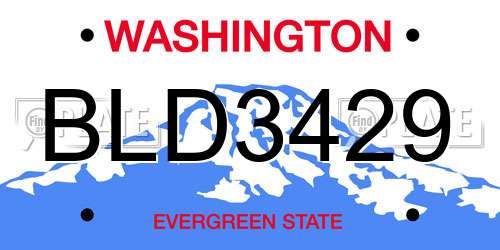 BLD3429 Washington License Plate