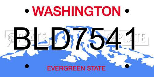 BLD7541 Washington License Plate