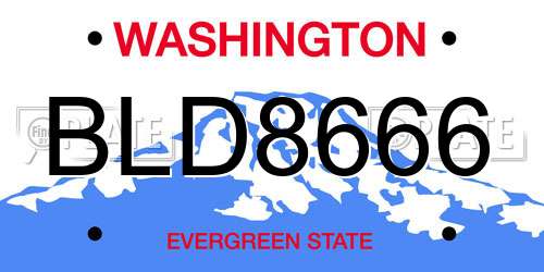 BLD8666 Washington License Plate
