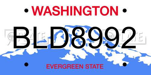 BLD8992 Washington License Plate