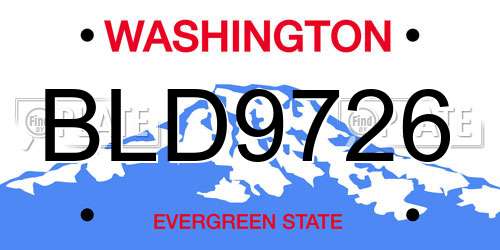 BLD9726 Washington License Plate