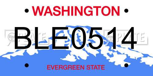 BLE0514 Washington License Plate