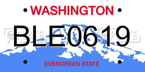 BLE0619 Washington License Plate