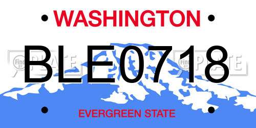BLE0718 Washington License Plate