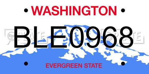 BLE0968 Washington License Plate