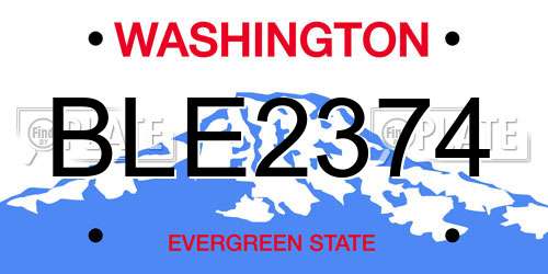 BLE2374 Washington License Plate