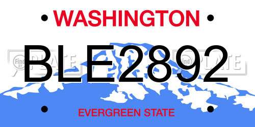 BLE2892 Washington License Plate