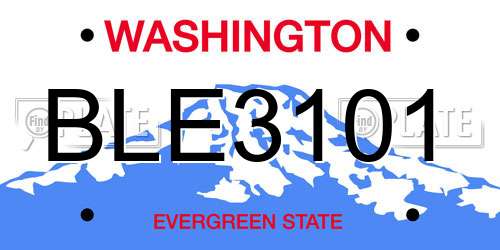 BLE3101 Washington License Plate