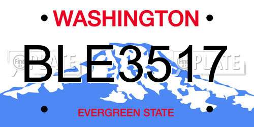 BLE3517 Washington License Plate