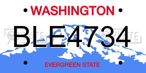 BLE4734 Washington License Plate
