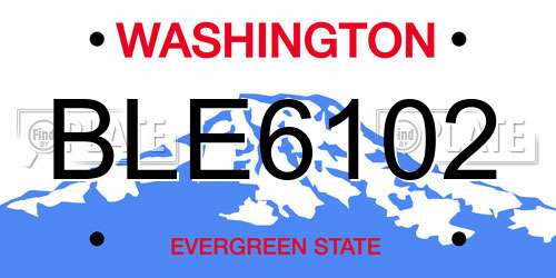 BLE6102 Washington License Plate