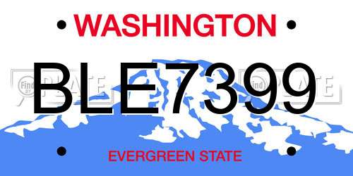 BLE7399 Washington License Plate