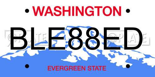 BLE88ED Washington License Plate