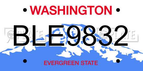 BLE9832 Washington License Plate