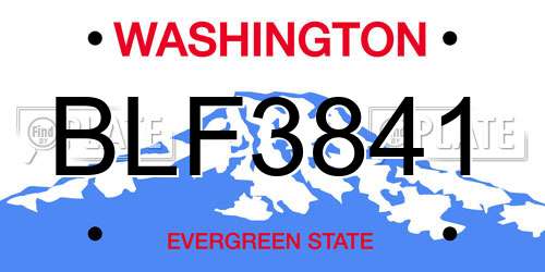 BLF3841 Washington License Plate