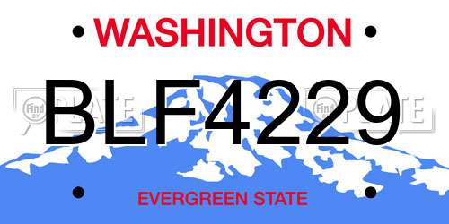 BLF4229 Washington License Plate