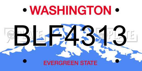 BLF4313 Washington License Plate