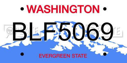 BLF5069 Washington License Plate