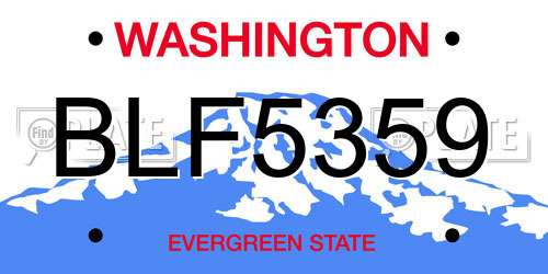 BLF5359 Washington License Plate