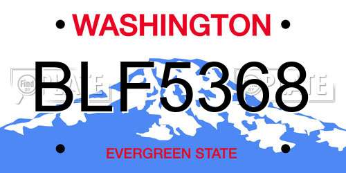 BLF5368 Washington License Plate
