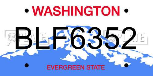 BLF6352 Washington License Plate