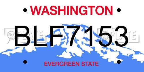 BLF7153 Washington License Plate