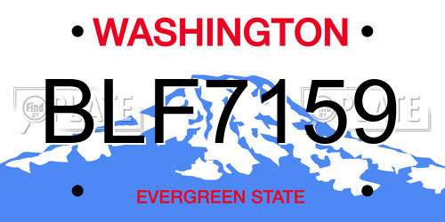BLF7159 Washington License Plate