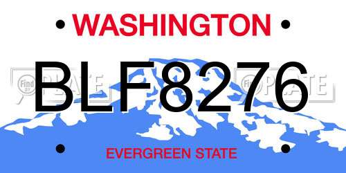 BLF8276 Washington License Plate