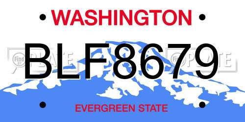 BLF8679 Washington License Plate