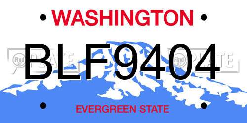 BLF9404 Washington License Plate