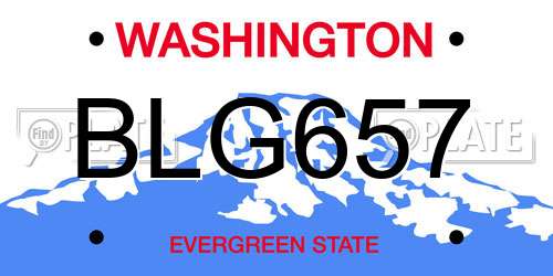 BLG657 Washington License Plate
