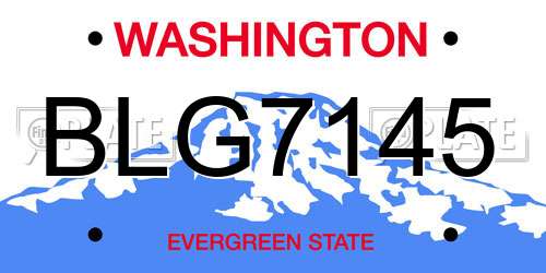 BLG7145 Washington License Plate
