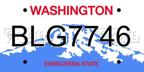 BLG7746 Washington License Plate