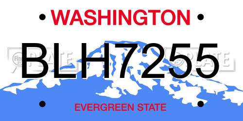 BLH7255 Washington License Plate