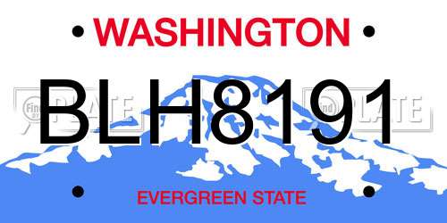 BLH8191 Washington License Plate