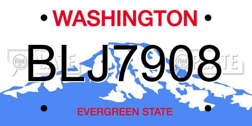 BLJ7908 Washington License Plate