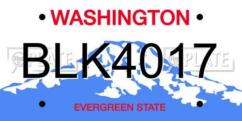 BLK4017 Washington License Plate
